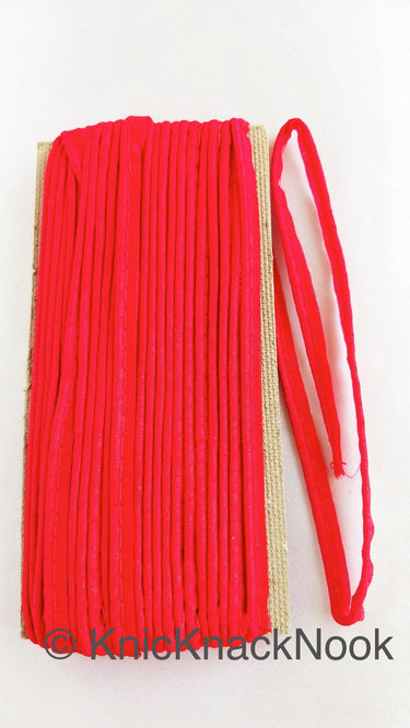 2mm Flanged Insertion Piping on 9mm Band, Red Art Silk Fabric Trim